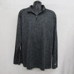 Mens Black Shirt 2X Large Long Sleeve Casual Preppy 1/4 Zip Pullover Activewear